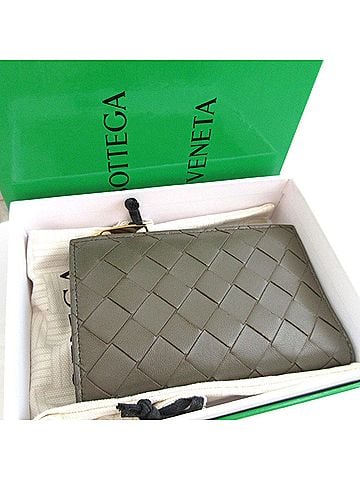 Bottega Veneta Bottega Veneta 7749940 Maxi Intrecciato IC Chip Leather Khaki Bi-fold Wallet 0286BOTTEGA VENETA (view 2)