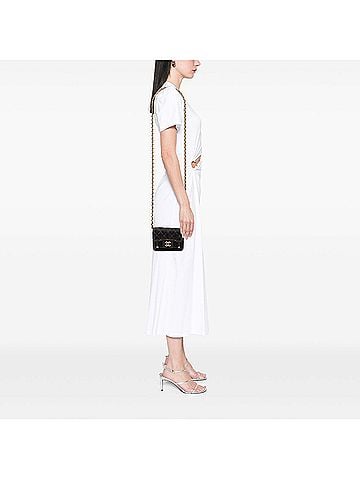 Chanel Mini Quilted Denim Double You Card Holder with Chain (view 2)
