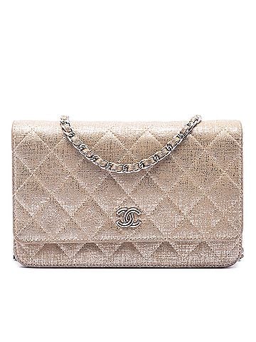 Chanel CC Quilted Metallic Fabric Wallet On Chain (view 1)