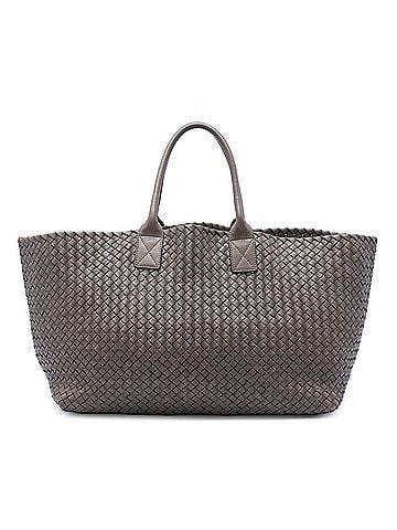 Bottega Veneta Large Lambskin Intreccio Cabat Tote (view 1)