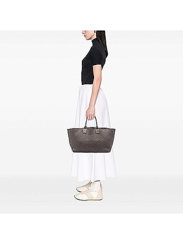 Bottega Veneta Large Lambskin Intreccio Cabat Tote (view 2)
