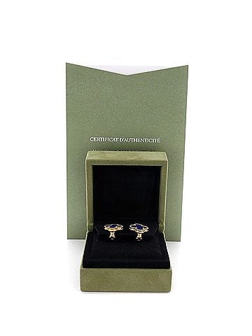 Van Cleef & Arpels Vintage Alhambra Earrings 18K Yellow Gold and Blue Agate (view 2)