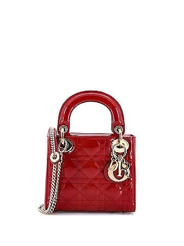 Christian Dior Lady Dior Chain Bag Cannage Quilt Patent Mini (view 1)