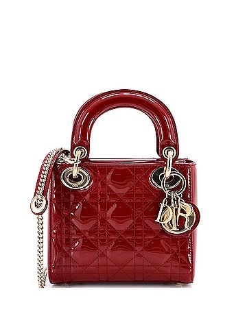 Christian Dior Lady Dior Chain Bag Cannage Quilt Patent Mini (view 1)
