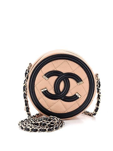 Chanel Filigree Round Clutch with Chain Quilted Caviar Mini (view 1)
