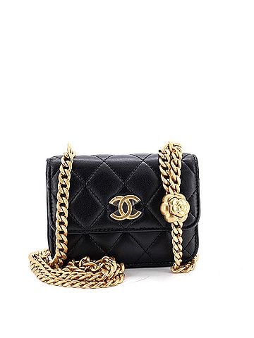Chanel Sweet Camellia Flap Clutch with Chain Quilted Lambskin Mini (view 1)