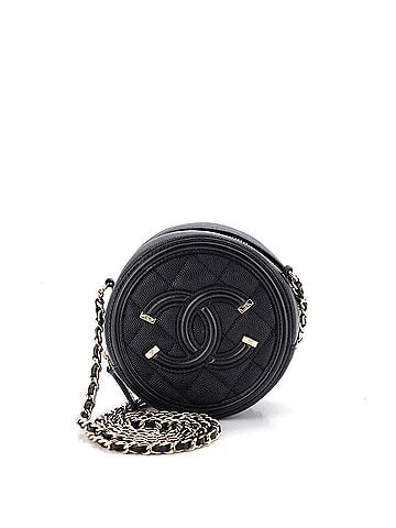 Chanel Filigree Round Clutch with Chain Quilted Caviar Mini (view 1)