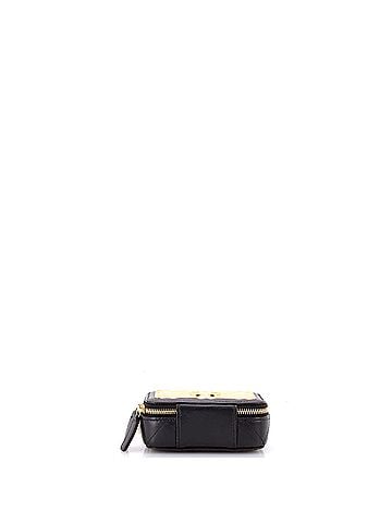 Chanel Golden Plate Zip Around Vanity Case with Chain Quilted Metal and Lambskin Extra Mini (view 2)