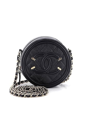 Chanel Filigree Round Clutch with Chain Quilted Caviar Mini (view 1)