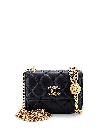 Chanel Sweet Camellia Flap Clutch with Chain Quilted Lambskin Mini (view 1)