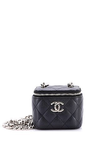 Chanel Coco Enamel Strap Vanity Case with Chain Quilted Caviar Mini (view 1)