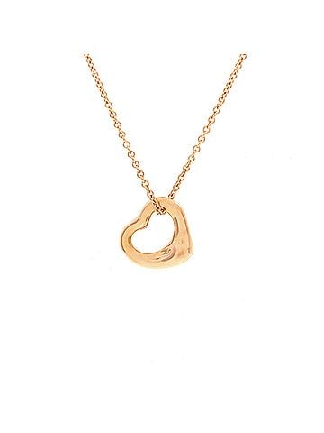 Tiffany & Co. Elsa Peretti Open Heart Pendant Necklace 18K Rose Gold 11mm (view 1)