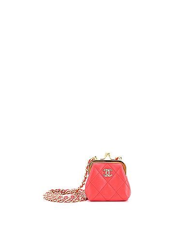 Chanel Kiss Lock Clutch With Chain Quilted Lambskin Mini (view 1)