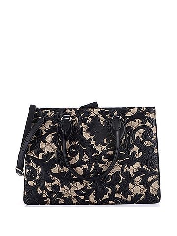 Gucci Convertible Gusset Tote Arabesque GG Coated Canvas with Leather Medium (view 1)