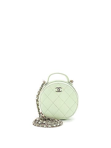 Chanel Handle with Care Round Vanity Case with Chain Quilted Caviar Small (view 1)