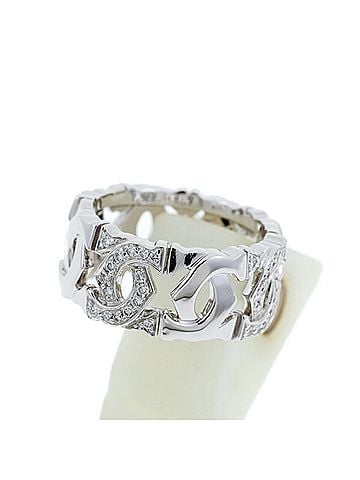 Cartier Cartier Entrelacé 2C Half Diamond Ring 750 K18WG White Gold L-157517 (view 1)