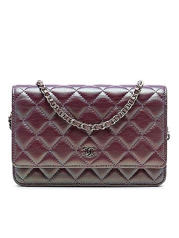 Chanel CC Quilted Iridescent Lambskin Wallet on Chain (view 1)