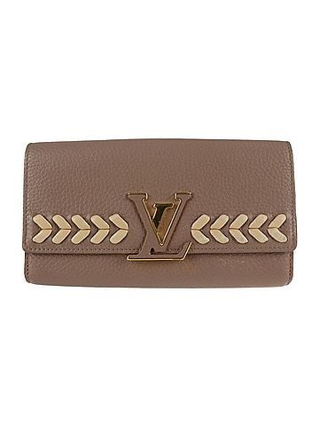 Louis Vuitton LOUIS VUITTON Louis Vuitton Portefeuille Capucines Parnacea Long Wallet M62075 Taurillon Leather Taupe LV Logo Beige Gold Metal Fitting Genuine (view 1)