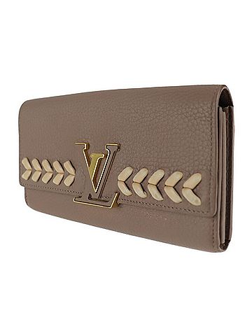 Louis Vuitton LOUIS VUITTON Louis Vuitton Portefeuille Capucines Parnacea Long Wallet M62075 Taurillon Leather Taupe LV Logo Beige Gold Metal Fitting Genuine (view 2)