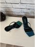 Topshop 100% Acrylic Color Block Blue Green Heels Size 6 - photo 7