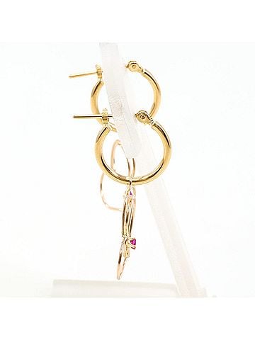 Unbranded K14 14K Yellow Gold Earrings with Ruby, Total Weight 1.1g, Like New Condition (view 2)