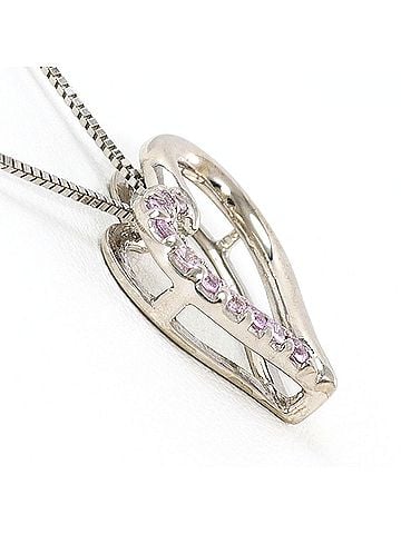 Unbranded K14 14K WG White Gold Necklace with Pink Sapphire, Total Weight 1.9g, 40cm, Like New Condition (view 2)