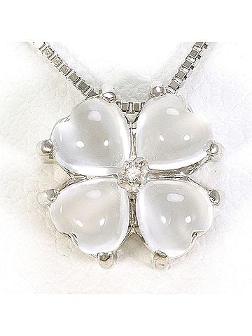 Unbranded K14 14K WG White Gold Necklace with Moonstone, Total Weight 1.7g, 40cm, Like New Condition (view 1)
