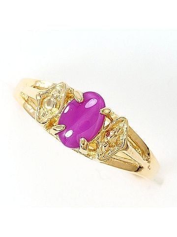 Unbranded K10 10K YG Yellow Gold Ring with Synthetic Star Ruby, Total Weight 1.4g, Like New Condition (view 1)