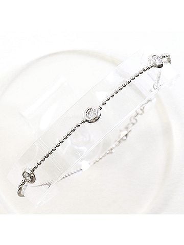 Unbranded PT850 Platinum Bracelet with Diamond (no carat marking), Total Weight 1.6g, 17cm, Like New Condition. (view 1)
