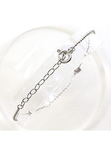 Unbranded PT850 Platinum Bracelet with Diamond (no carat marking), Total Weight 1.6g, 17cm, Like New Condition. (view 2)