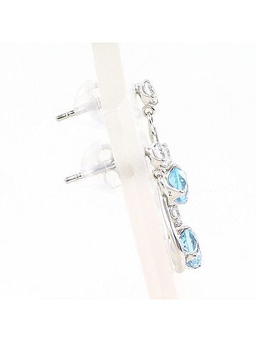 Unbranded K10 10K WG White Gold Earrings with Blue Topaz and Zirconia, Total Weight 1.0g, Like New Condition (view 2)