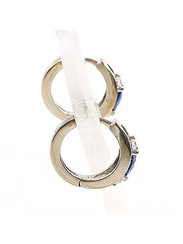 Unbranded K10 10K WG White Gold Earrings with Sapphire and Zirconia, Total Weight 1.5g, Like New Condition. (view 2)