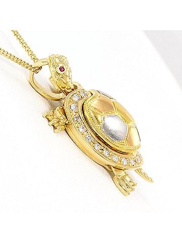 Unbranded PT900 Platinum 18K Yellow Gold Necklace with Ruby and Diamond (0.24ct), Certificate of Authenticity, Total Weight 14.9g, 40cm, Like New Condition. (view 2)