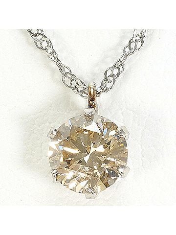Unbranded PT900 Platinum / PT850 Necklace with Brown Diamond (0.40ct), Total Weight 1.0g, 40cm, Like New Condition. (view 1)