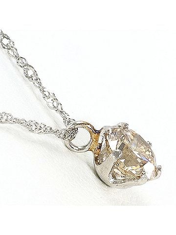 Unbranded PT900 Platinum / PT850 Necklace with Brown Diamond (0.40ct), Total Weight 1.0g, 40cm, Like New Condition. (view 2)
