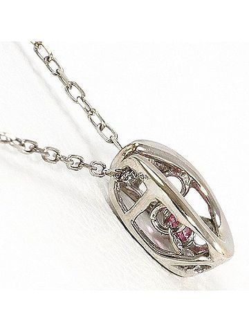 Unbranded K10 10K WG White Gold Necklace with Pink Tourmaline 0.02ct, Total Weight 0.7g, 40cm, Like New Condition (view 2)