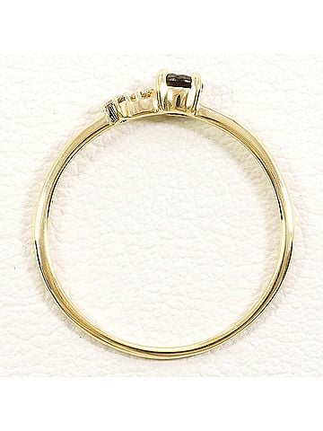 Unbranded K10 10K YG Yellow Gold Ring with Smoky Quartz and Diamond (0.02ct), Total Weight 0.6g, Like New Condition. (view 2)