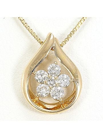 Unbranded K10 10K YG Yellow Gold Necklace with 0.15ct Diamond, Total Weight 2.0g, 39cm, Like New Condition (view 1)