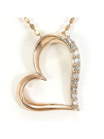 Unbranded K10 10K PG Pink Gold Necklace with 0.05ct Diamond, Total Weight 1.6g, 40cm, Like New Condition (view 1)
