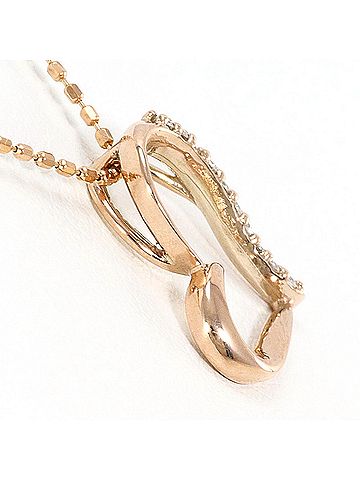 Unbranded K10 10K PG Pink Gold Necklace with 0.05ct Diamond, Total Weight 1.6g, 40cm, Like New Condition (view 2)