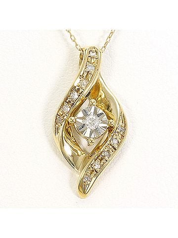 Unbranded K10 10K YG Yellow Gold Necklace with Diamond (no carat marking), Total Weight 1.8g, 40cm, Like New Condition. (view 1)