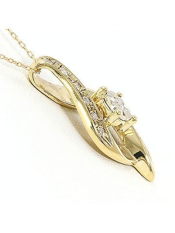 Unbranded K10 10K YG Yellow Gold Necklace with Diamond (no carat marking), Total Weight 1.8g, 40cm, Like New Condition. (view 2)