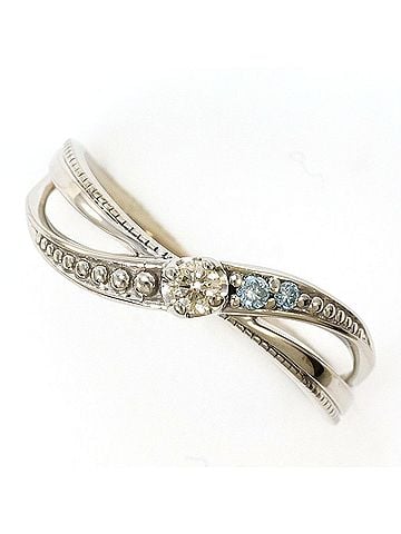 Unbranded K10 10K WG White Gold Ring with Diamond and Blue Diamond, Total Weight 1.6g, Like New Condition (view 1)