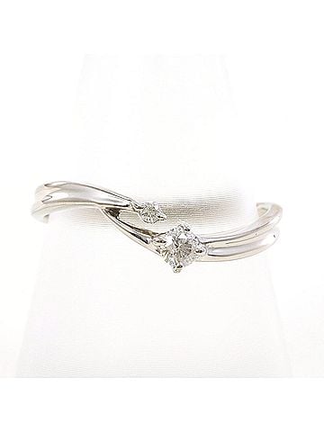 Unbranded K14 14K WG White Gold Ring, 1 Diamond, 0.12ct, Total Weight 2.1g, Like New Condition. (view 1)