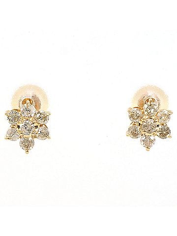 Unbranded K14 14K Pink Gold Earrings with 0.20ct Diamonds, Total Weight 0.6g, Like New Condition. (view 1)