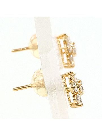 Unbranded K14 14K Pink Gold Earrings with 0.20ct Diamonds, Total Weight 0.6g, Like New Condition. (view 2)