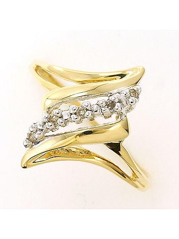Unbranded K10 10K YG Yellow Gold Ring with 1 Diamond (no carat marking), Total Weight 2.2g, Like New Condition. (view 1)