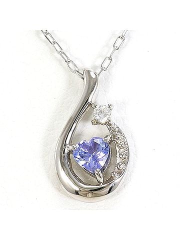Unbranded K10 10K WG White Gold Necklace with Tanzanite and Zirconia, Total Weight 1.0g, 40cm, Like New Condition (view 1)