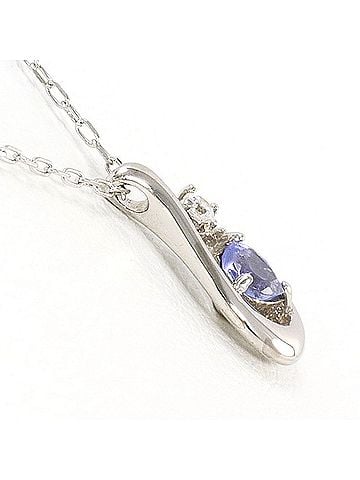 Unbranded K10 10K WG White Gold Necklace with Tanzanite and Zirconia, Total Weight 1.0g, 40cm, Like New Condition (view 2)