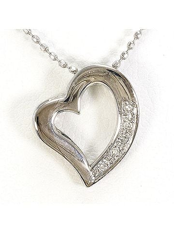 Unbranded K14 14K WG White Gold Necklace with Diamond (no carat marking), Total Weight 2.1g, 40cm, Like New Condition. (view 1)
